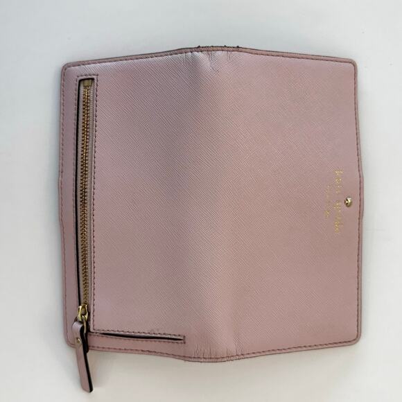 Kate Spade Stacy Large Slim Bifold Saffiano Leather Wallet Light Pink - Picture 7 of 14